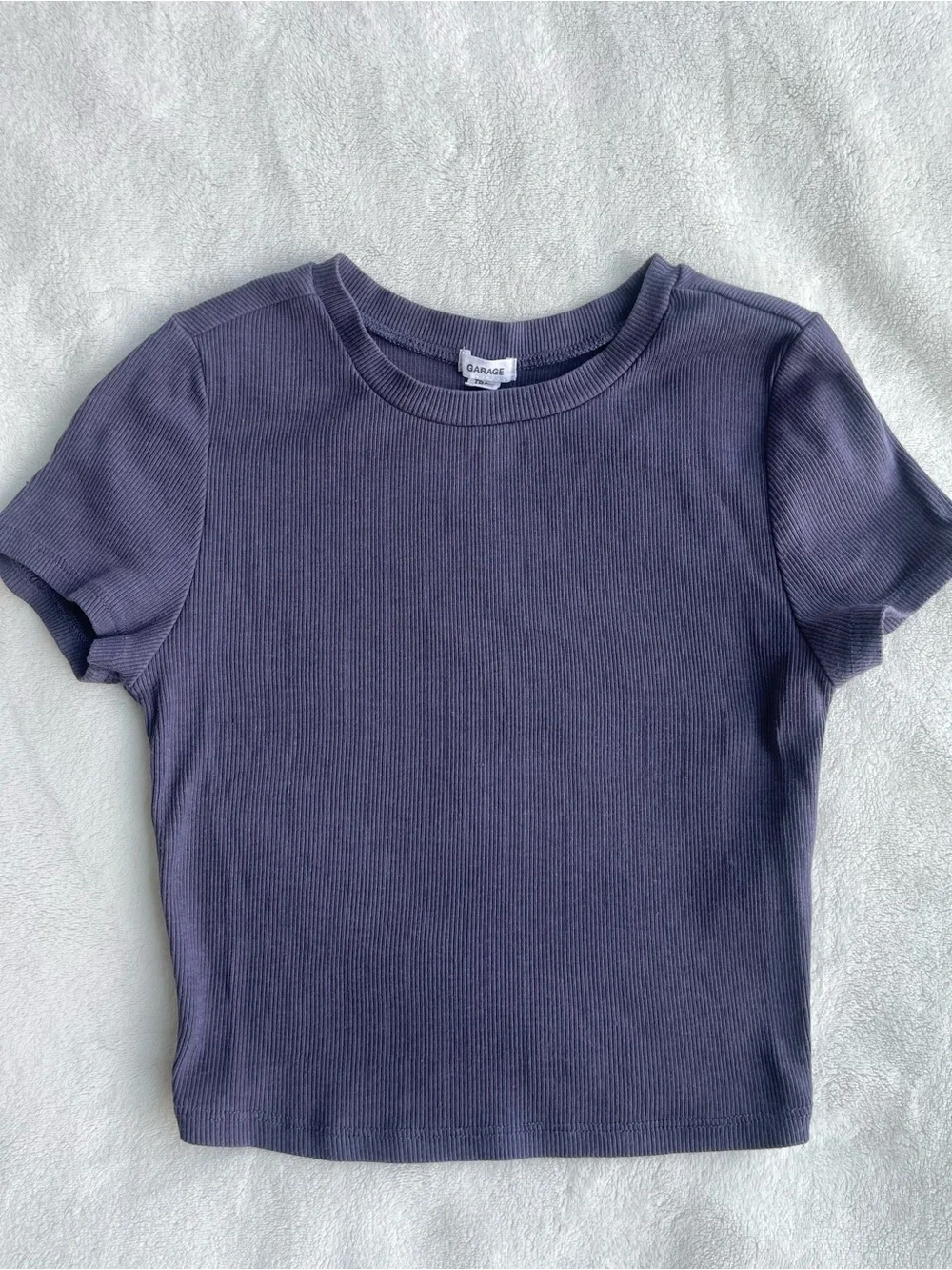 Purple Ribbed Crop Top - Picture 1 of 2